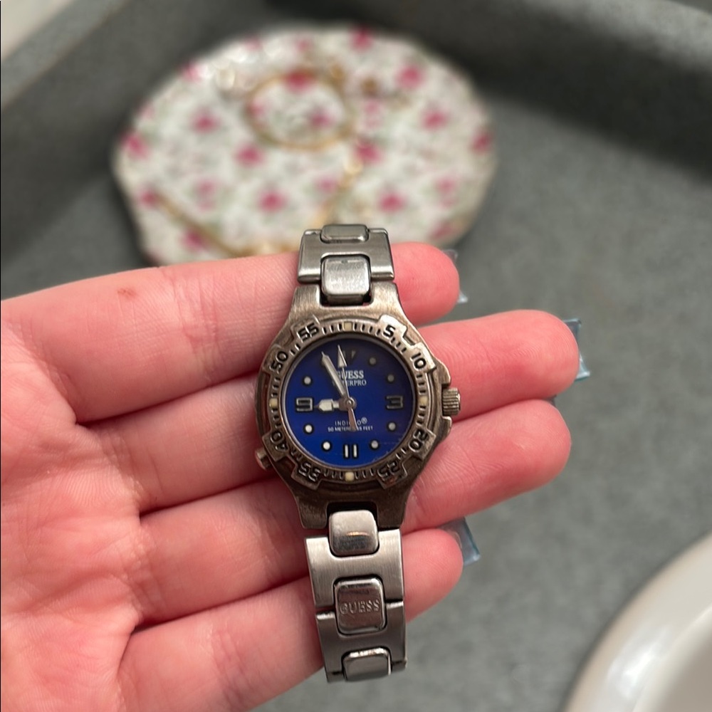 GUESS Silver and Blue Women's Watch